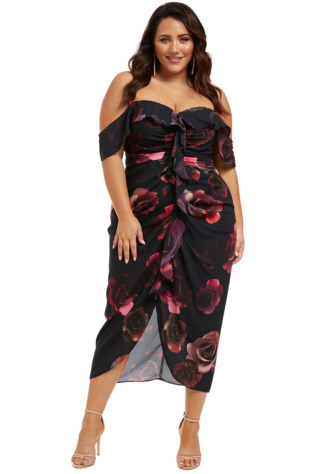 City-Chic-Decadent-Floral-Dress-Black-Front