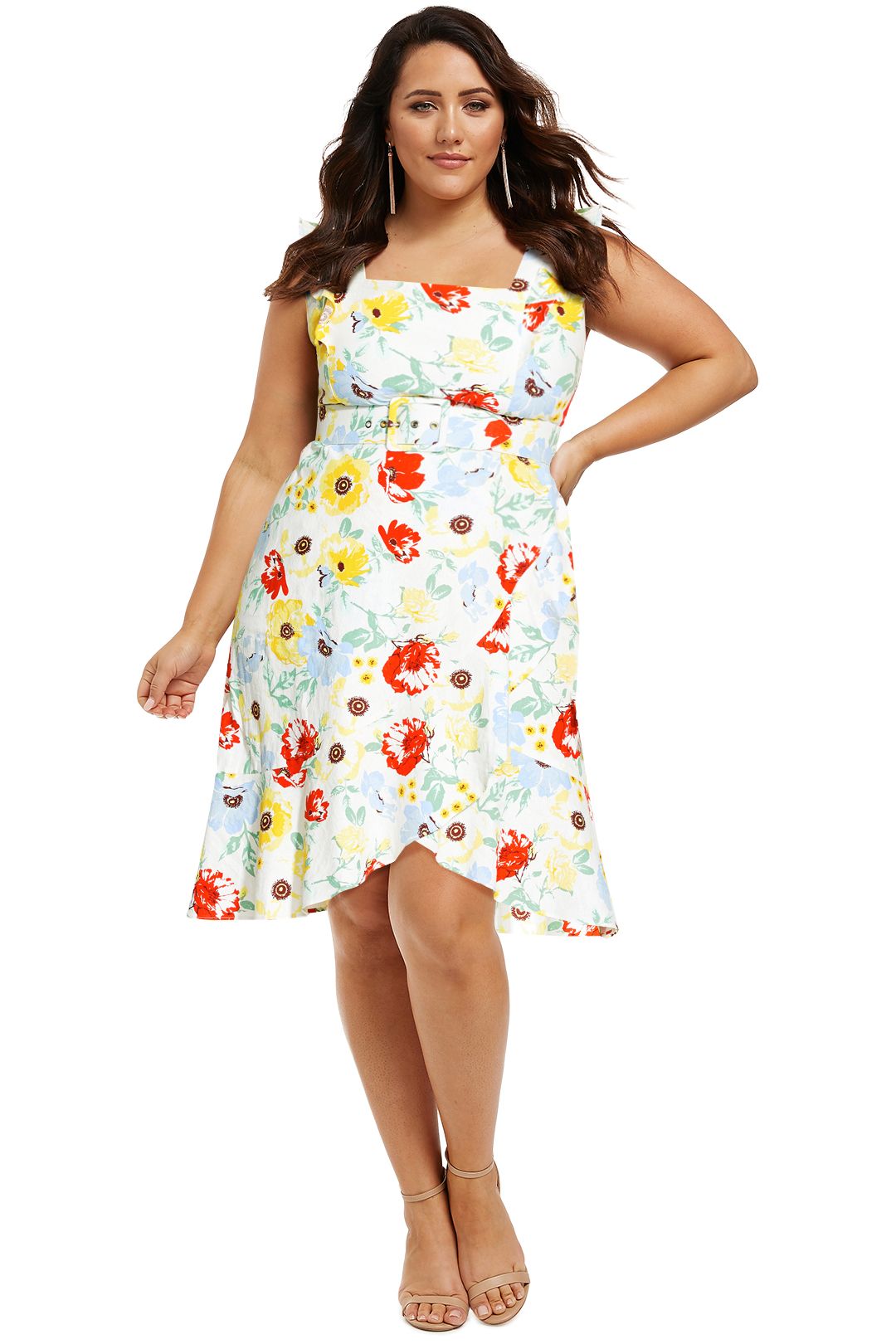 City-Chic-Flirty-Floral-Dress-Ivory-Front