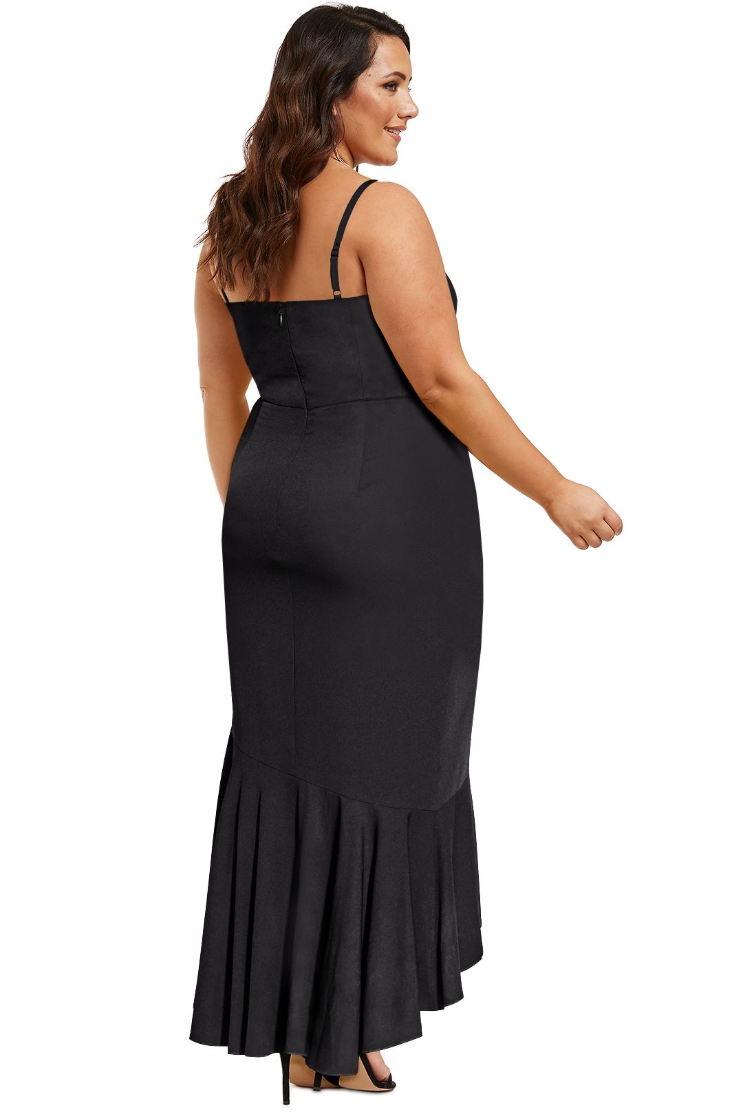 City-Chic-Ruffle-Delight-Maxi-Dress-Black-Front