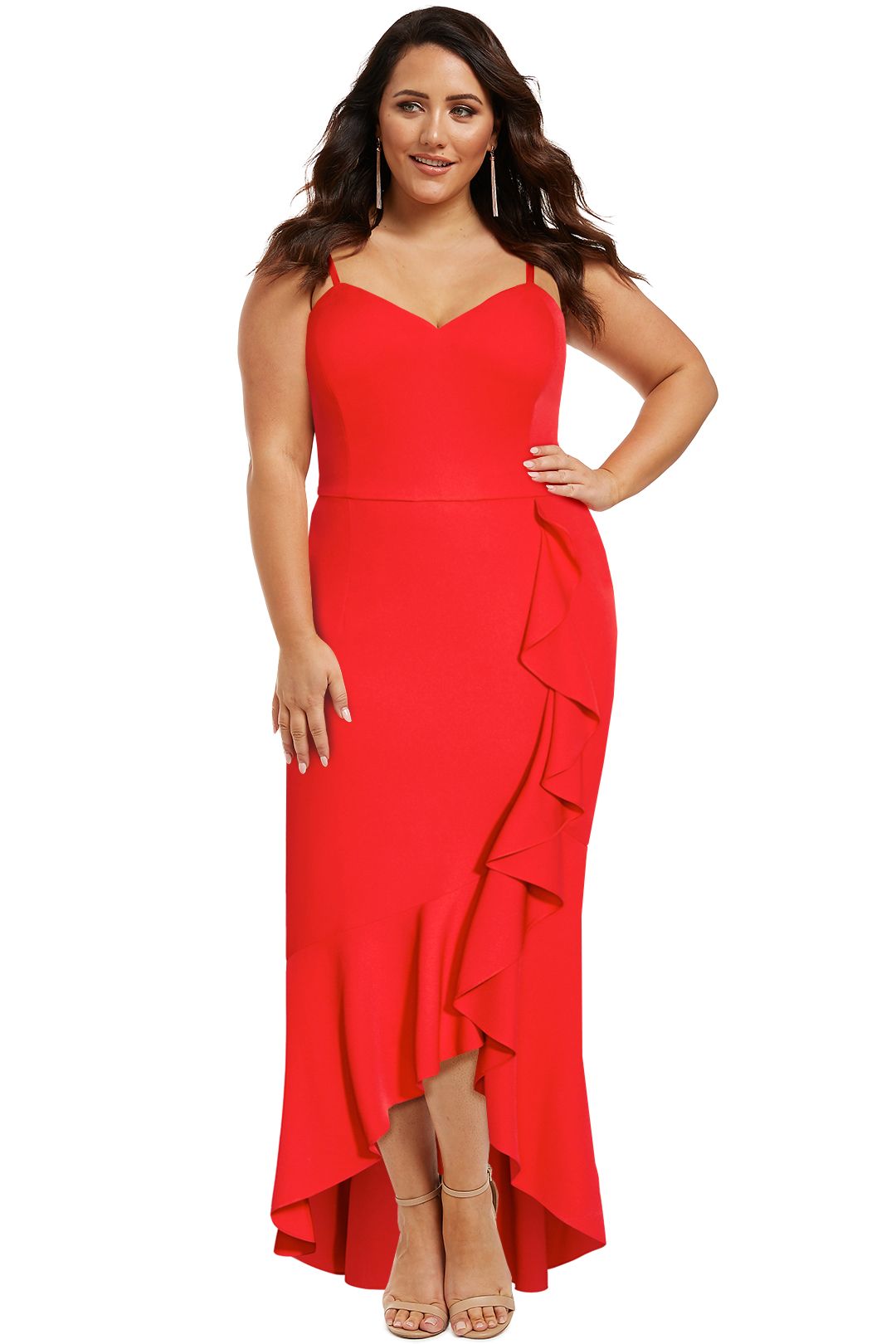 City-Chic-Ruffle-Delight-Maxi-Dress-Red-Front