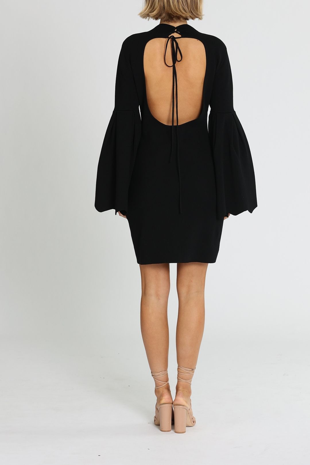 Clea Ebony Knit Dress Black Backless