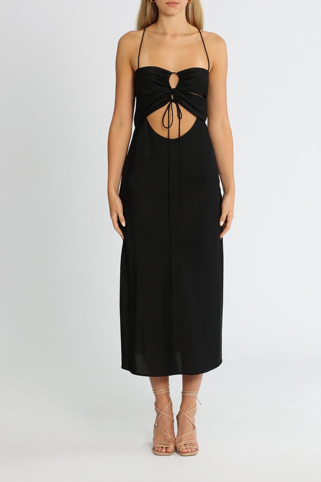 Clea Estelle Slip Dress Black Midi