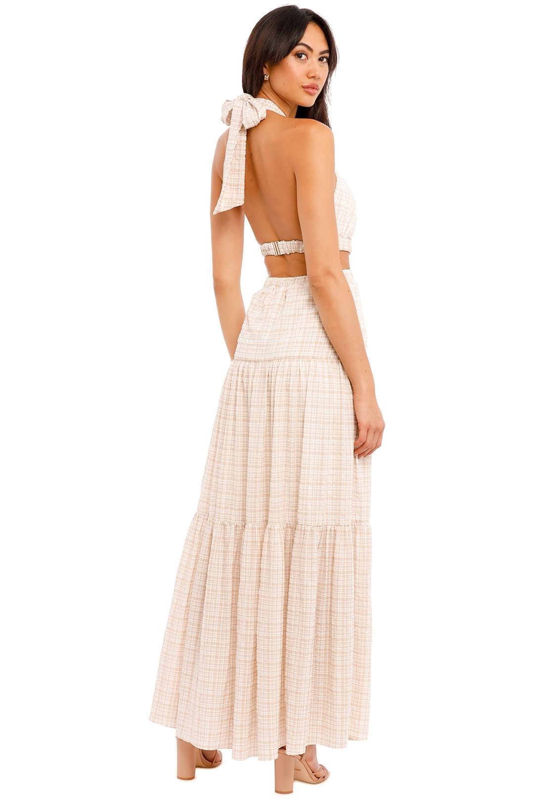 Clementine Dress in Almond Check Significant other backless