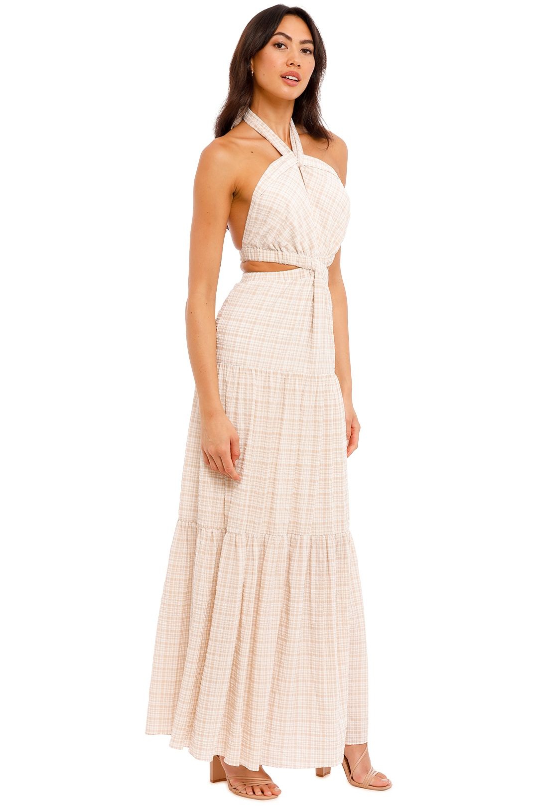 Clementine Dress in Almond Check Significant other halter