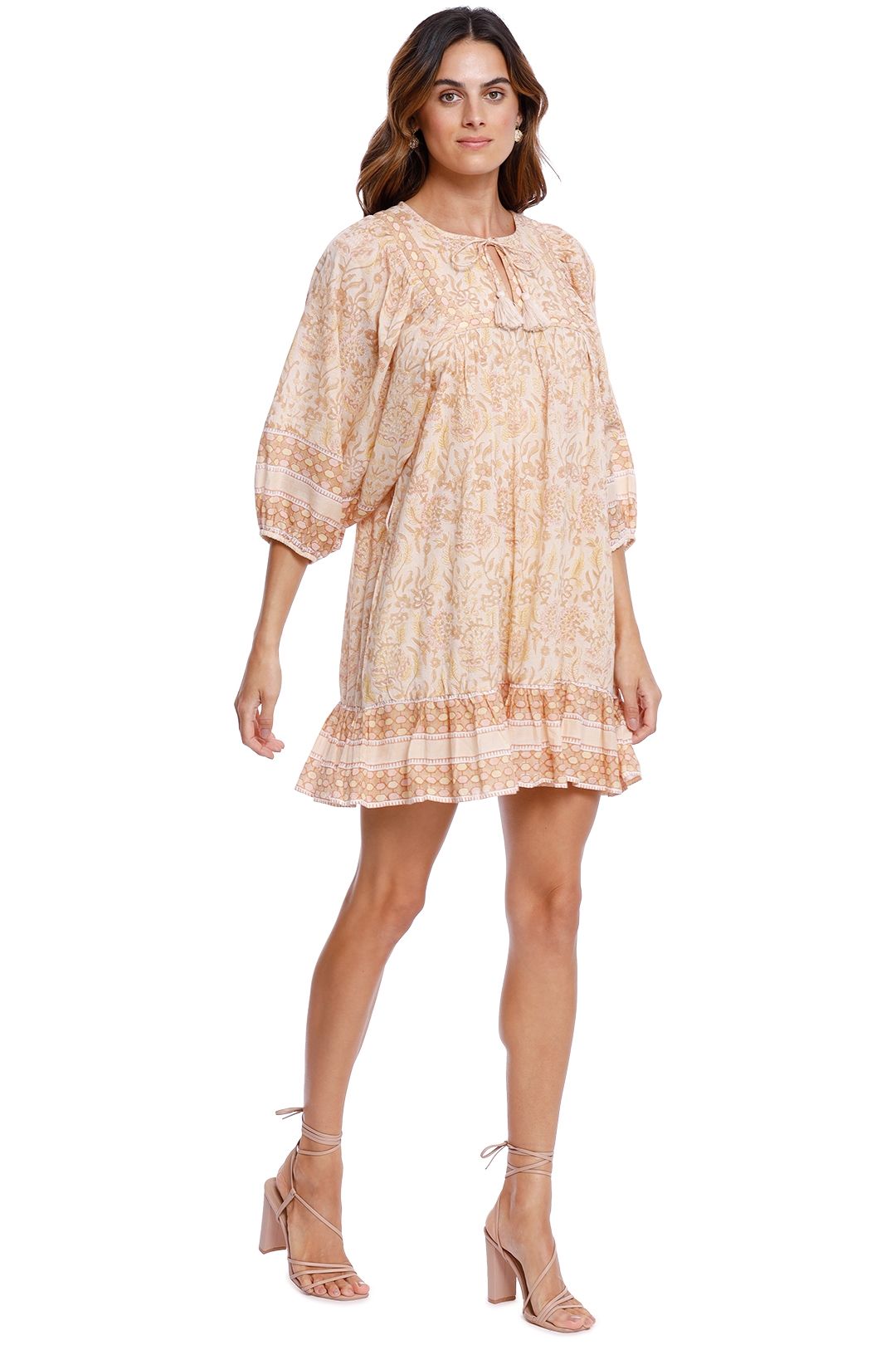 Cleobella	Magdalena Mini Dress Greece Print 3/4 Sleeve