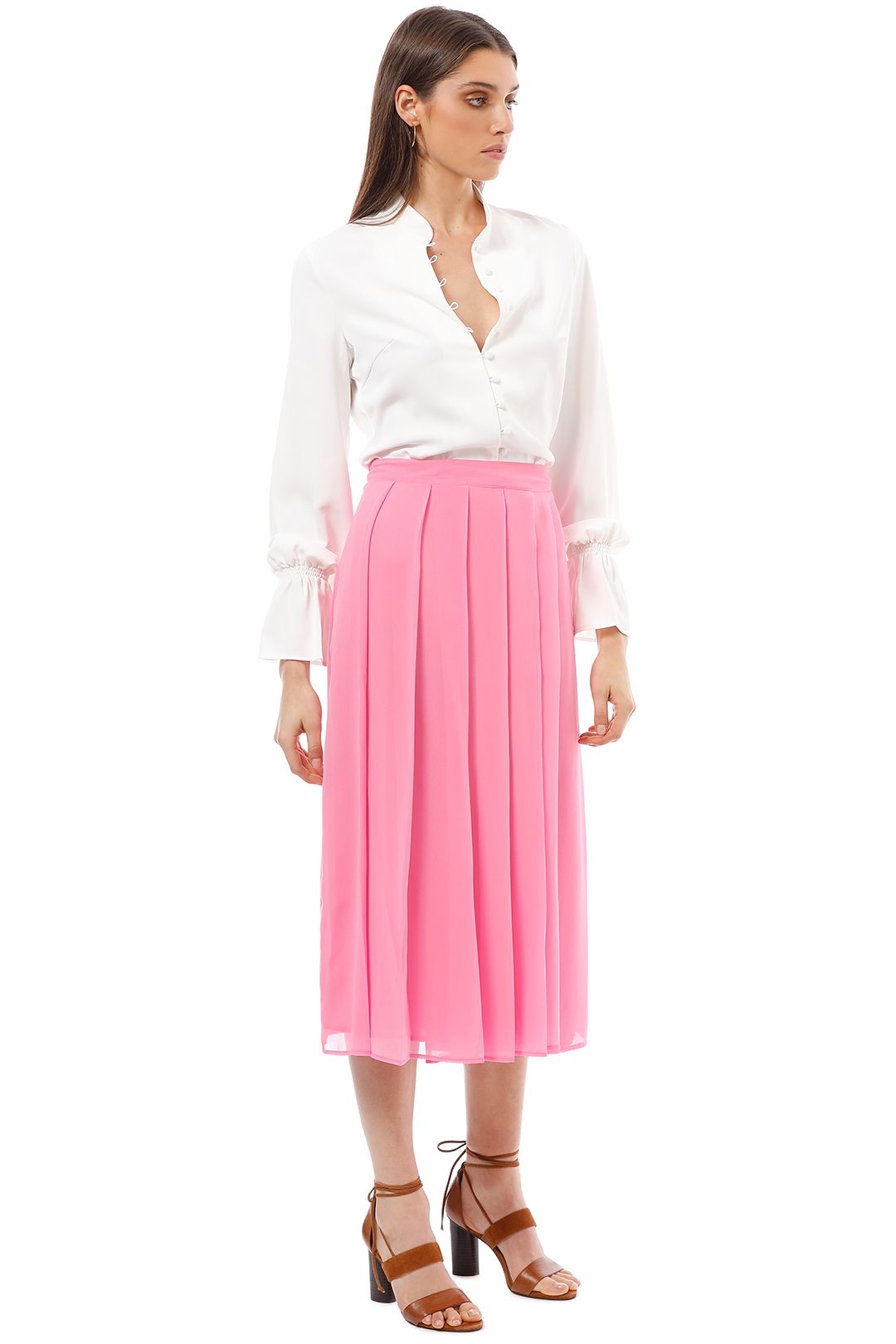 Closet London - Pleated Skirt - Pink - Side
