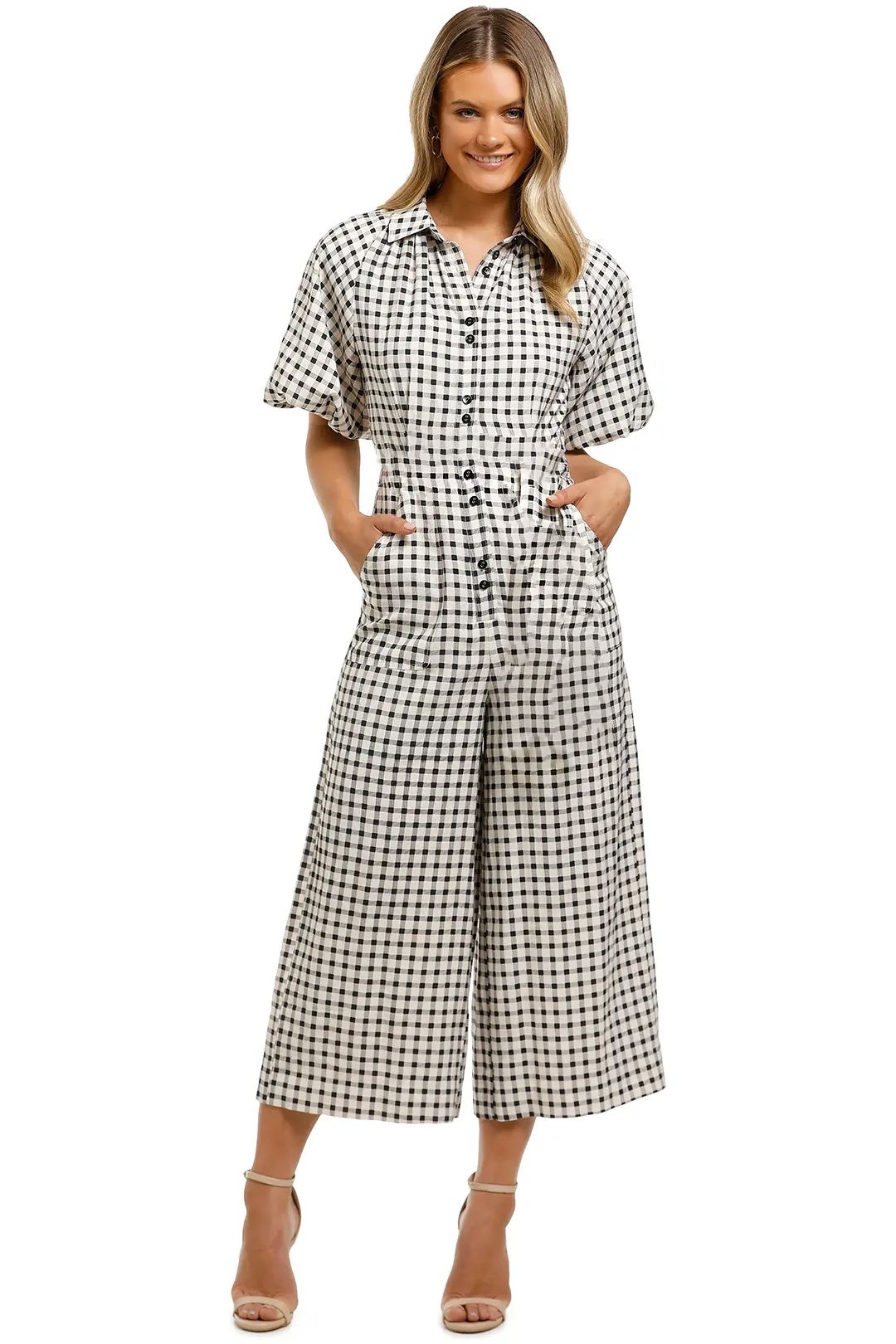 CMEO-Collective-Inhale-Jumpsuit-Cream-Black-Check-Front