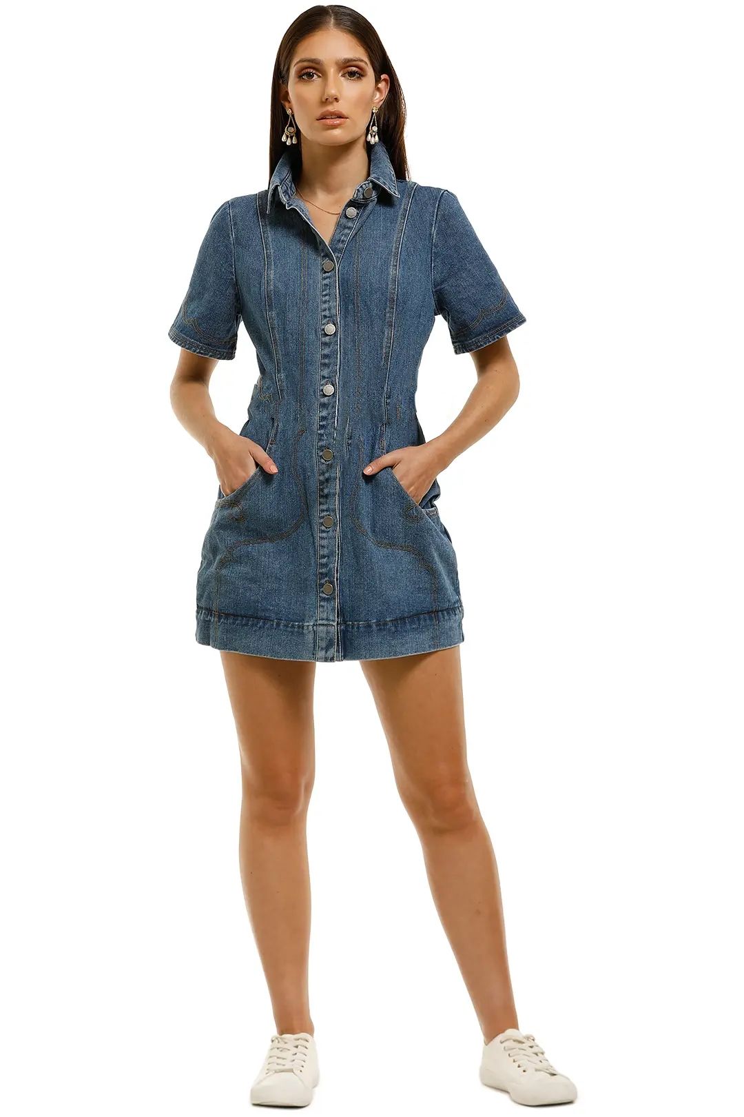 CMEO-Collective-Lifetime-Dress-Blue-Denim-Front
