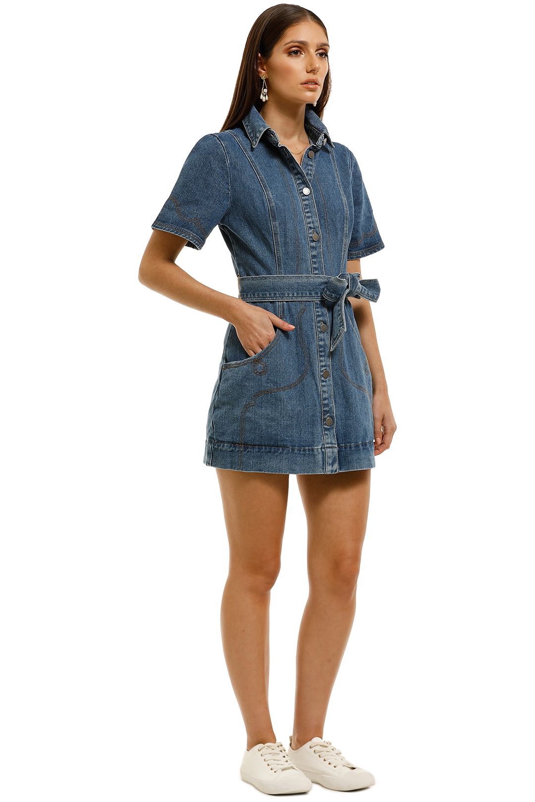 Lifetime Dress In Blue Denim By C Meo Collective For Rent Glamcorner