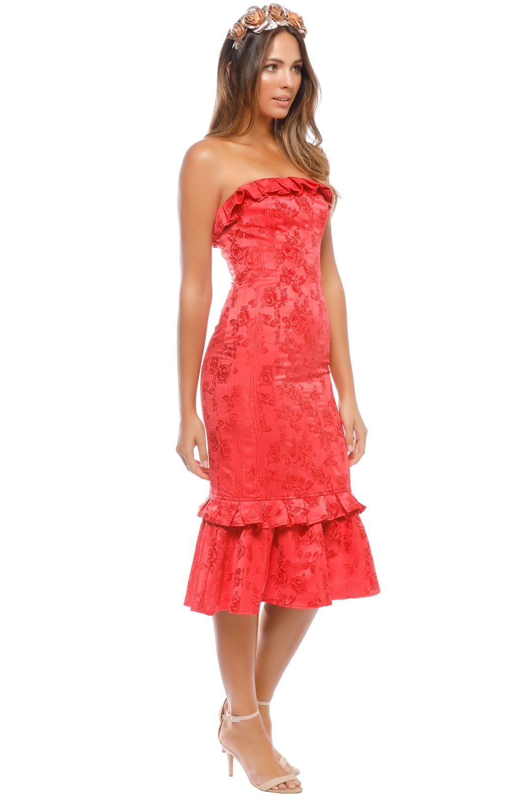 CMEO - Levity Midi Dress - Cherry - Side