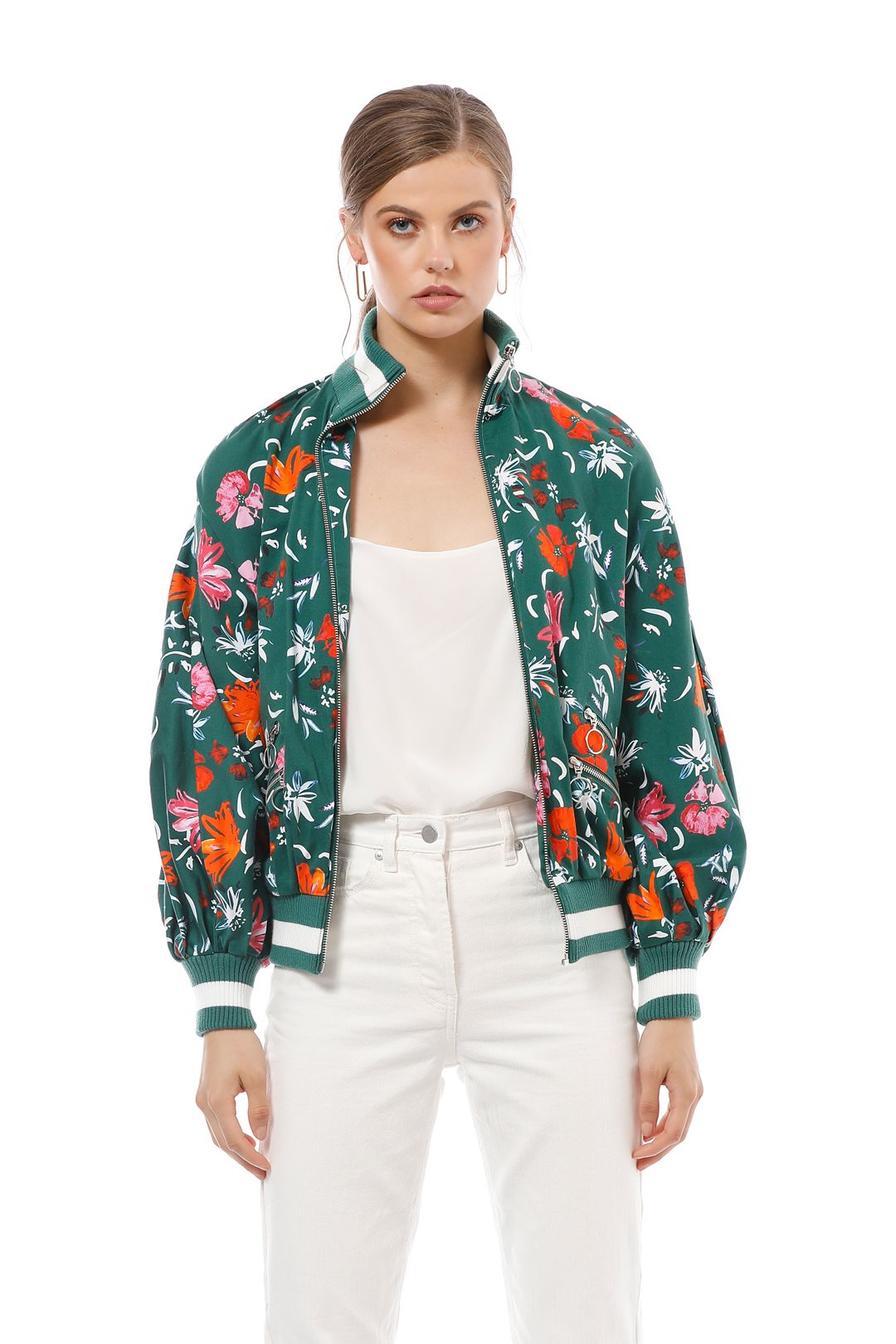 CMEO Collective - Elation Bomber - Green Floral - Close Up