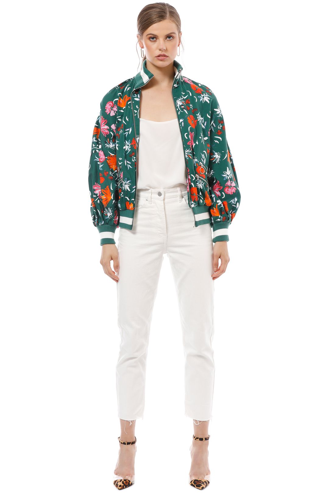 CMEO Collective - Elation Bomber - Green Floral - Front