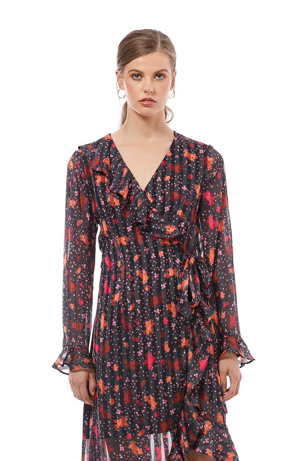 CMEO Collective - Significant Midi Dress - Black Floral - Close Up