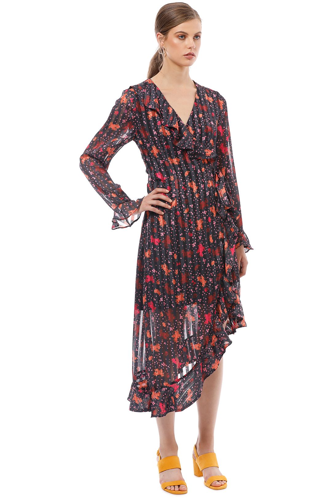 CMEO Collective - Significant Midi Dress - Black Floral - Side