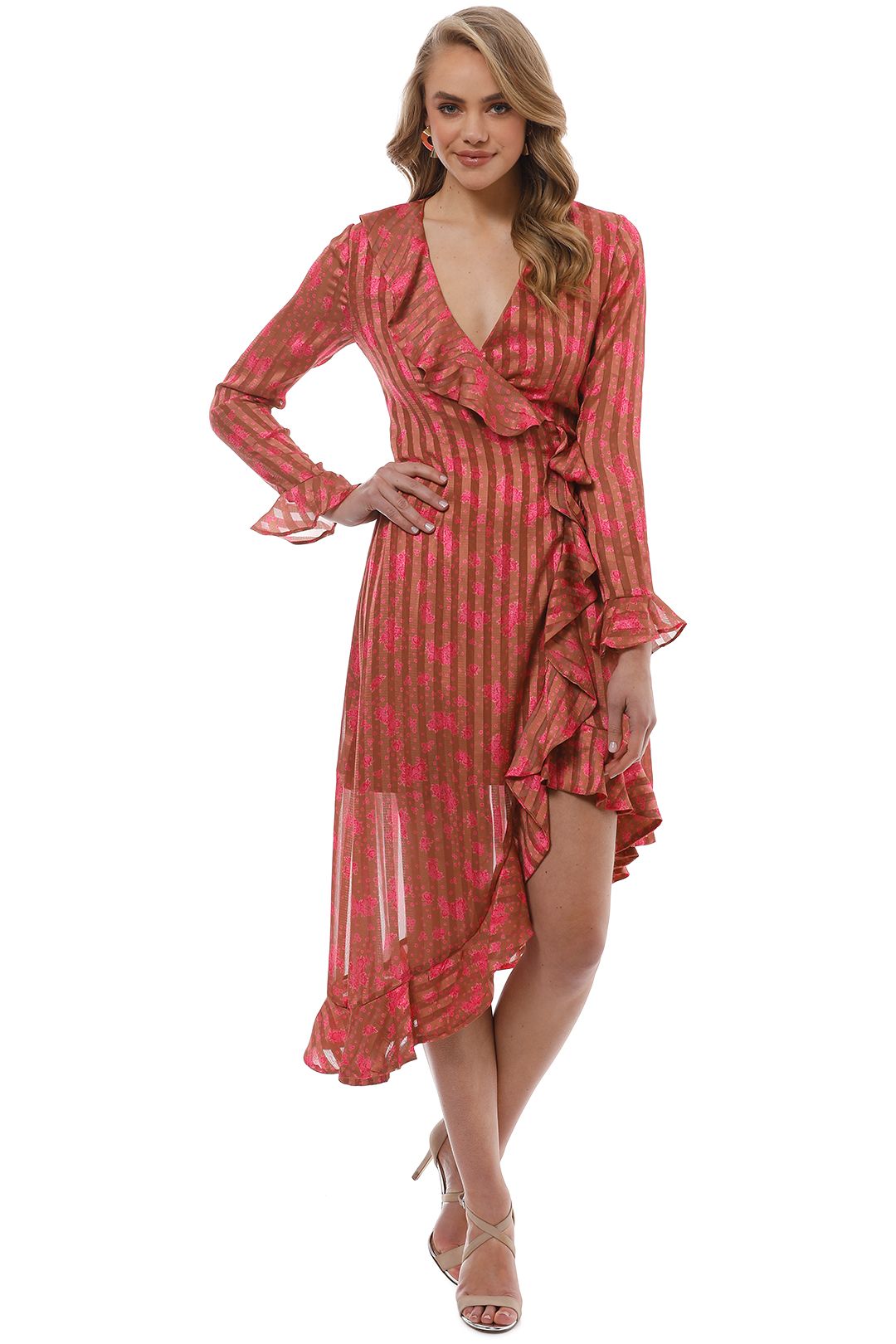 CMEO Collective - Significant Midi Dress - Copper Rose - Front