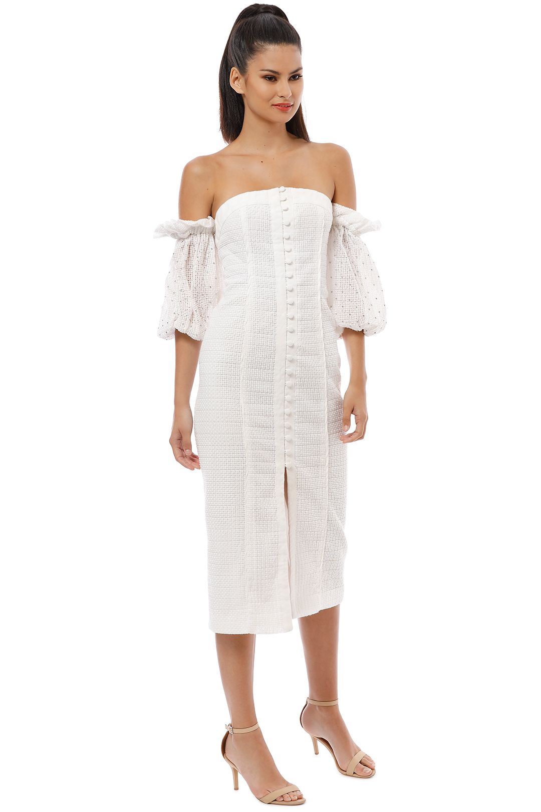 CMEO Collective - Think About Me Midi Dress - Ivory - Front