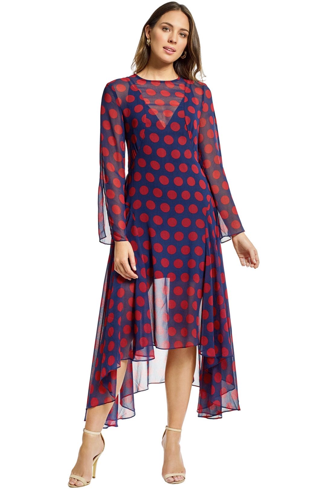 Cmeo Collective - Unending LS Midi Dress - Navy Spot - Front