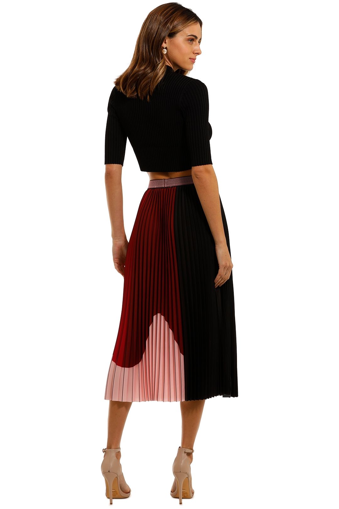 Coop by Trelise Cooper Pleat Emotion Skirt Wine Mix Colour Block