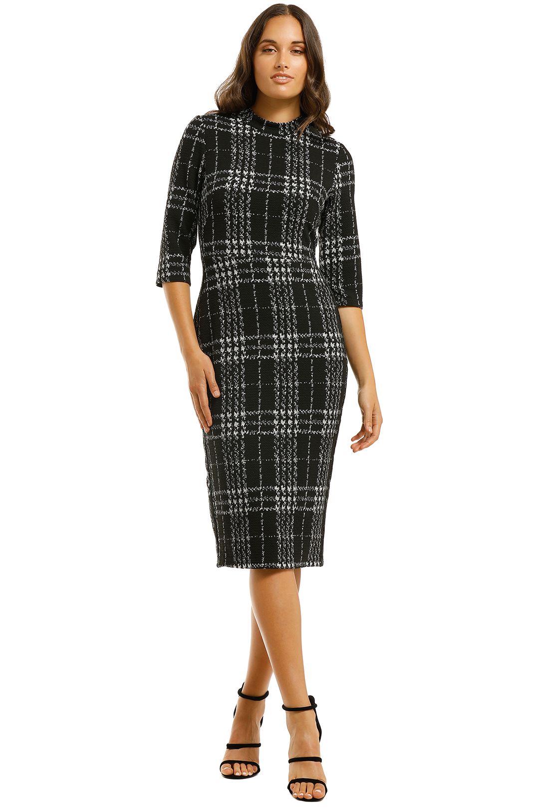 Cooper-St-Tessellation-Fitted-Dress-Black/White-Front