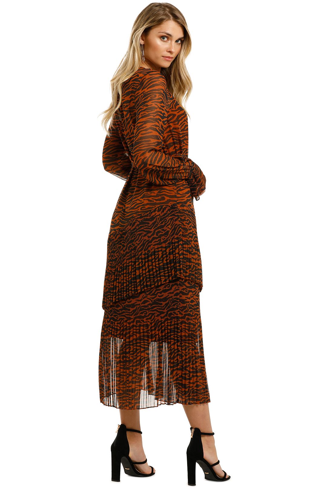 Cooper-St - Esmee Zebra Midi Dress - Toffee Zebra Print-Back