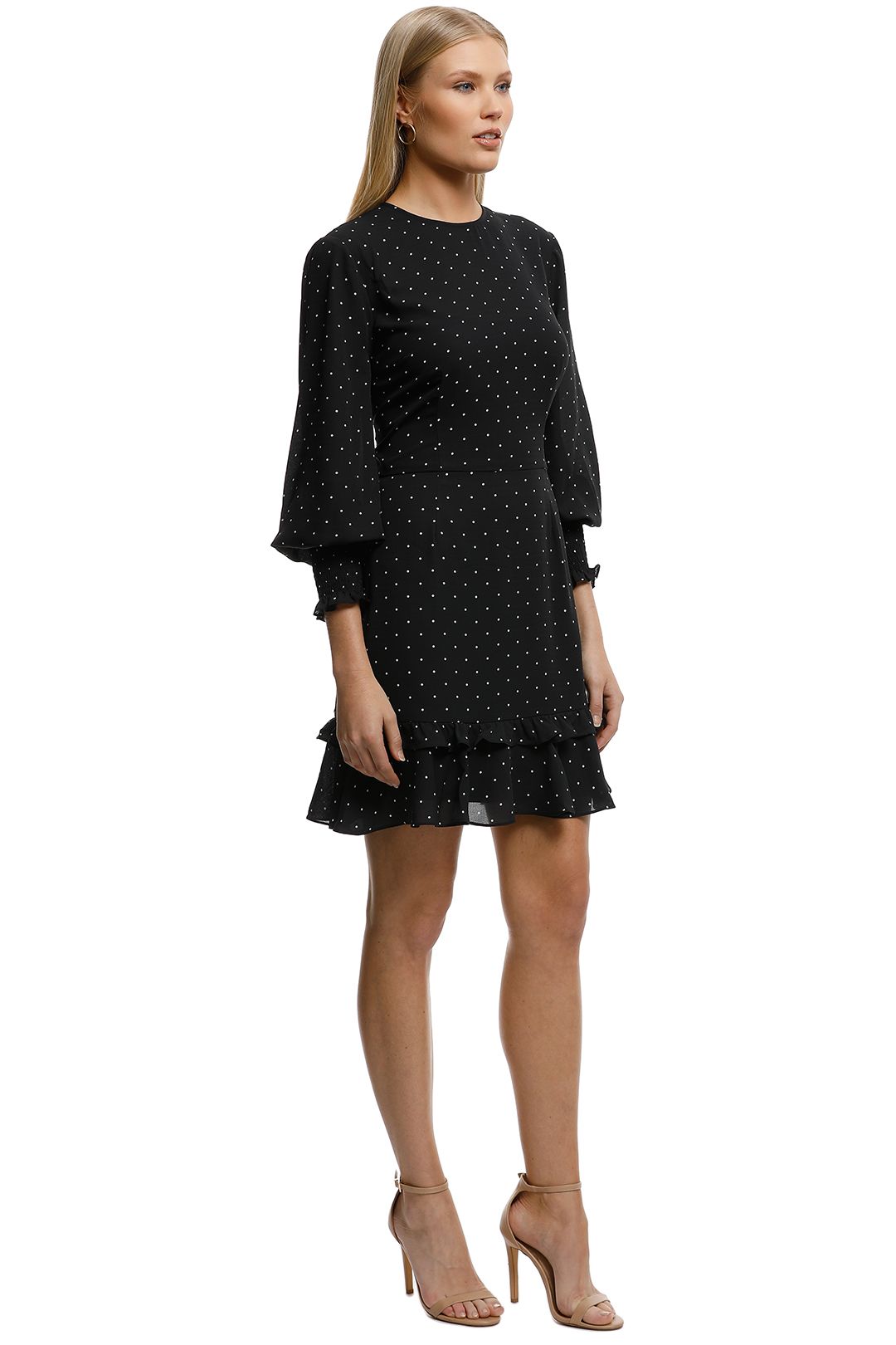Cooper St-Portia Long Sleeve Mini Dress-Polkadot- Side