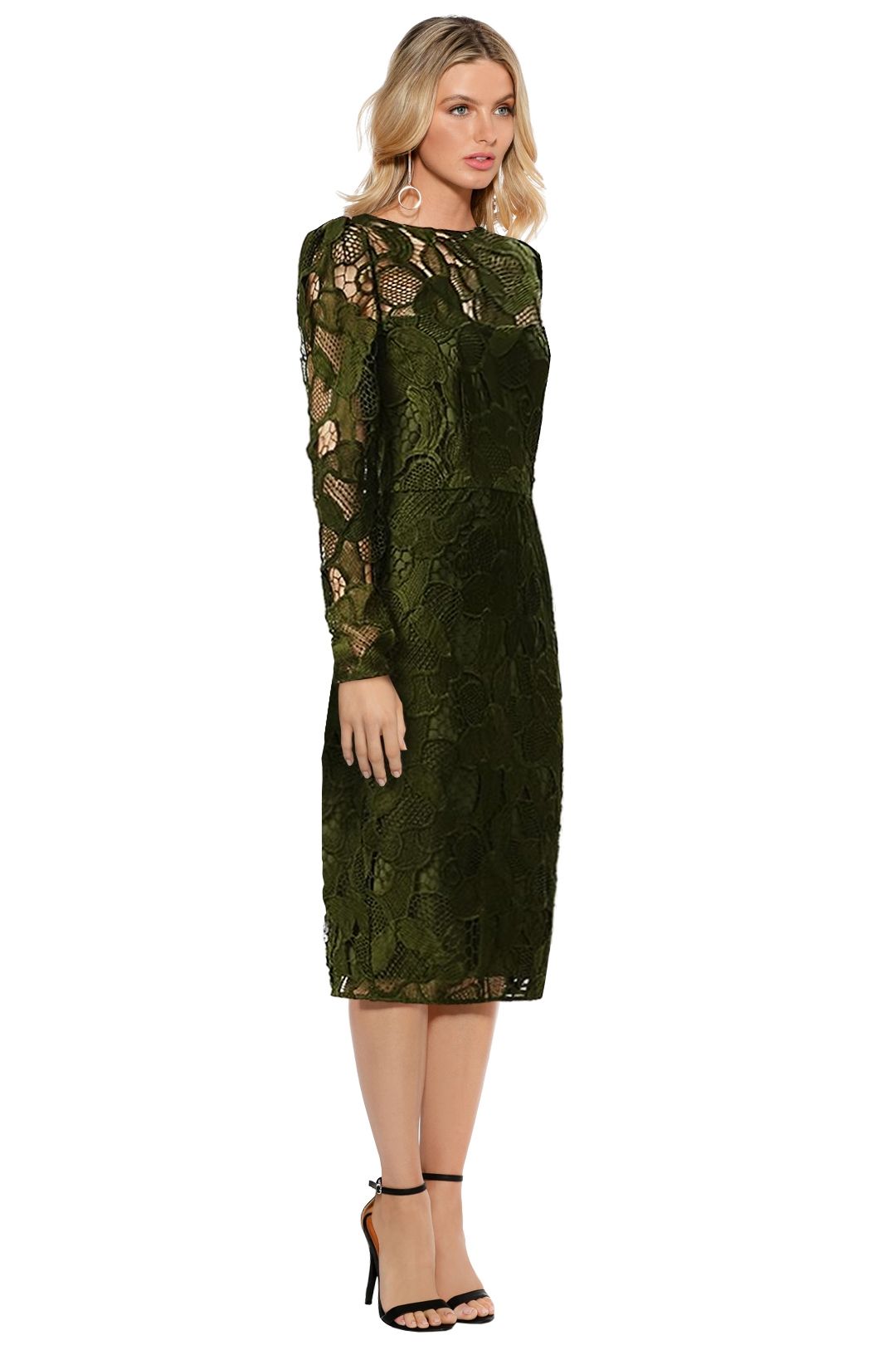Cooper St - Cast Away Lace Dress - Dark Green - Side