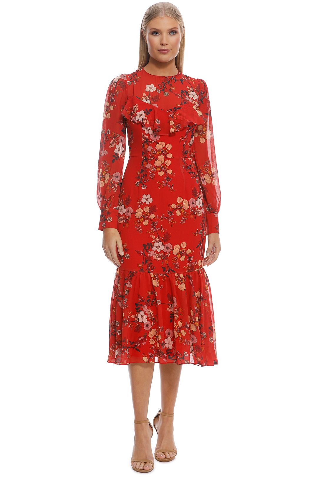 navy floral long sleeve dress