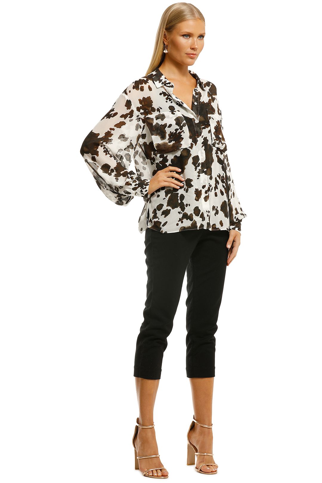 Country-Road-Cow-Print-LS-Shirt-Antique-White-Side
