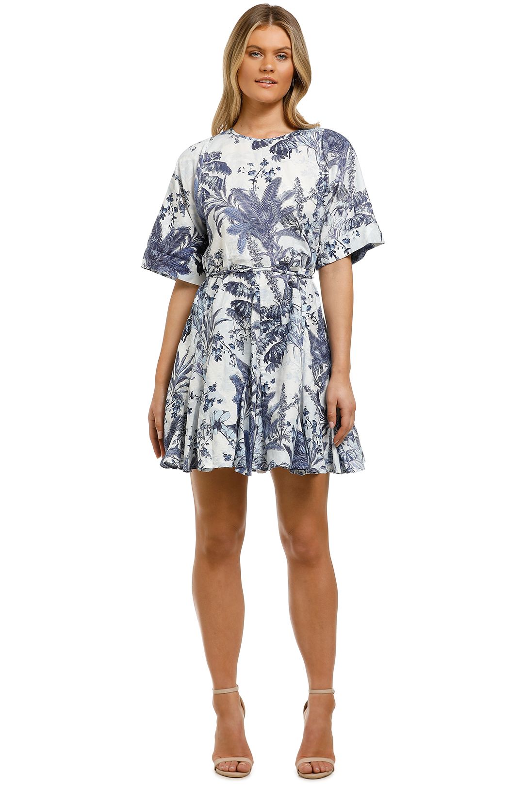 Country-Road-Godet-Print-Mini-Dress-White-Front