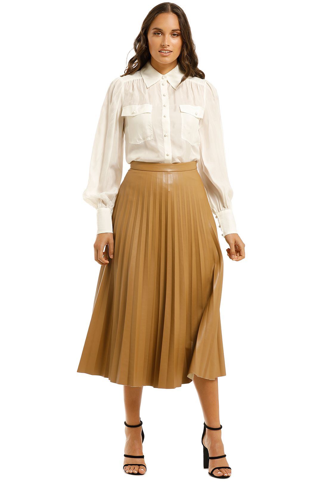 pleated midi skirt country road