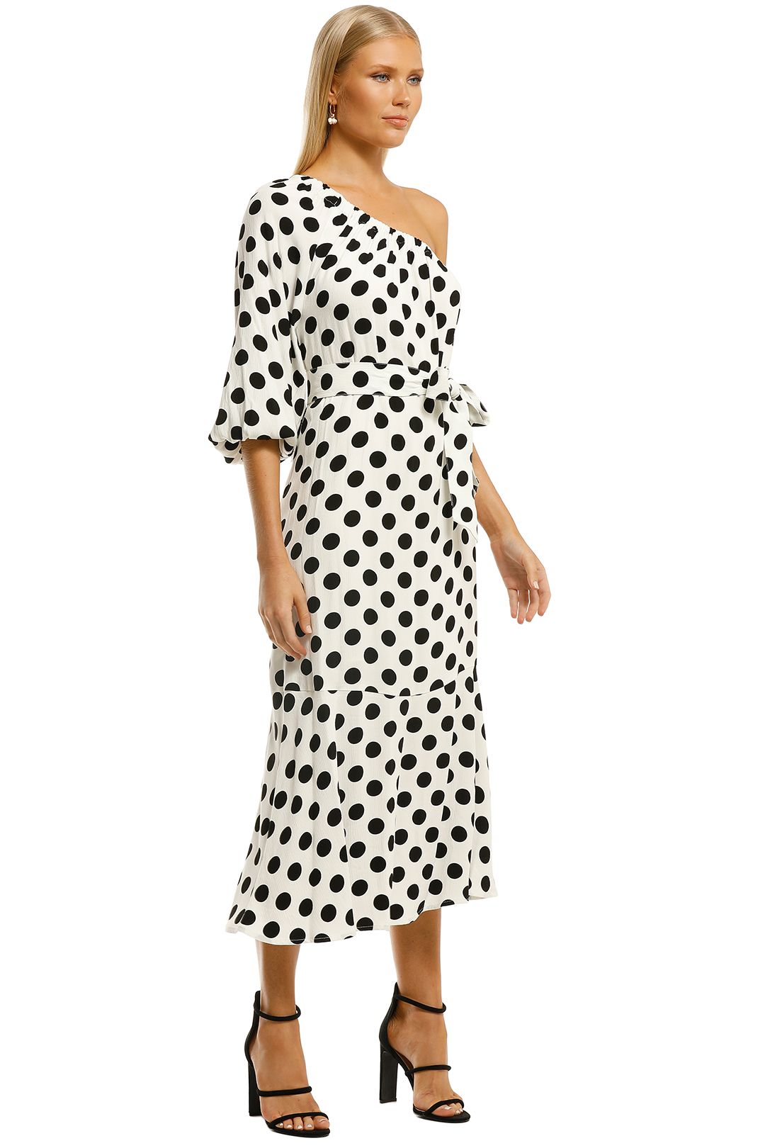 spotty one shoulder dress