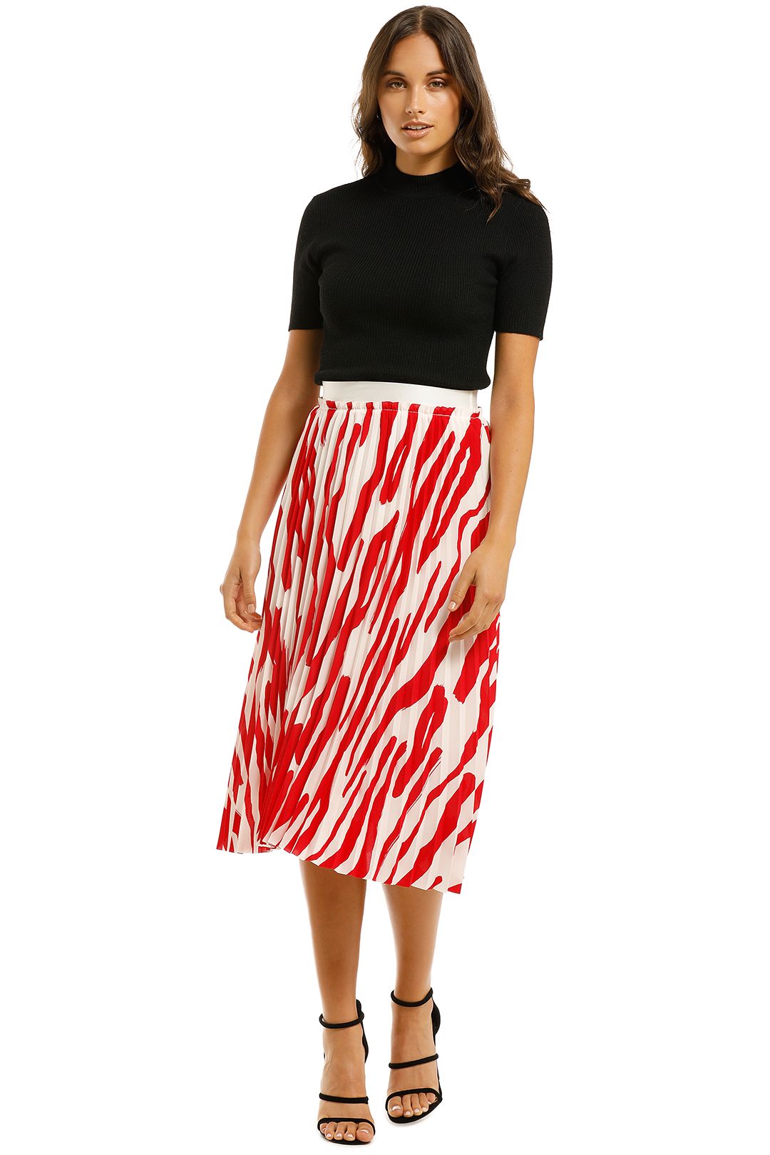 Print Pleat Skirt in Scarlet by Country Road for Hire GlamCorner