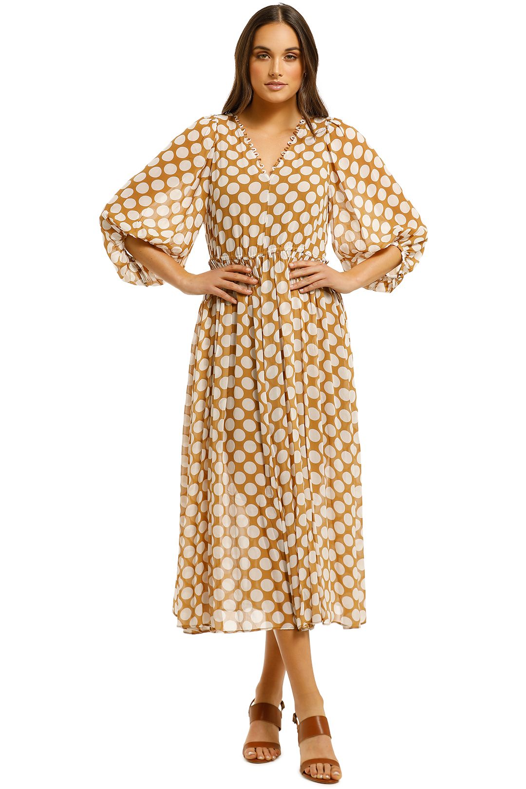 Country-Road-Spot-Print-Dress-Biscuit-Front