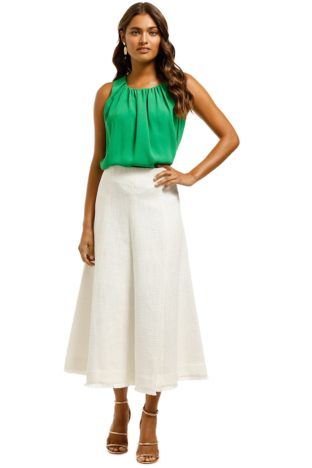 Country-Road-Textured-Midi-Skirt-Antique-White-Front