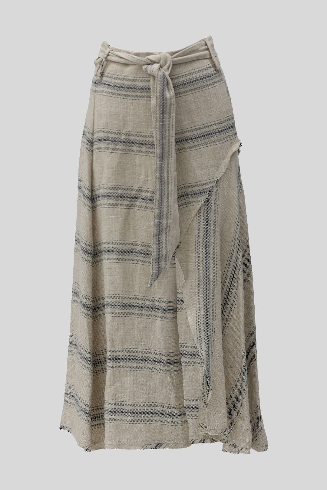 Country Road Flax Frayed Assymetric Midi Skirt