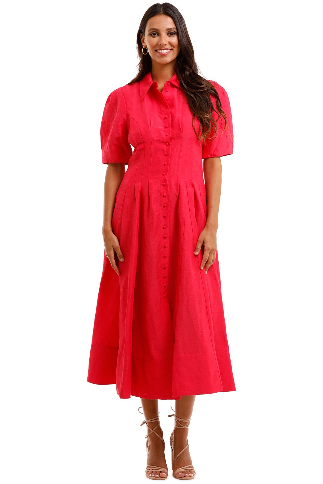 Country Road Midi Shirt Dress Raspberry