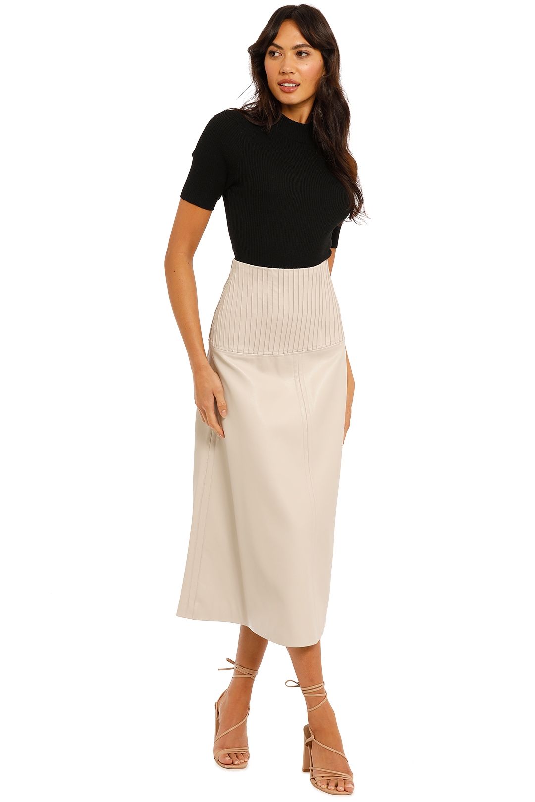Hire Panelled A-Line Skirt in Putty 
