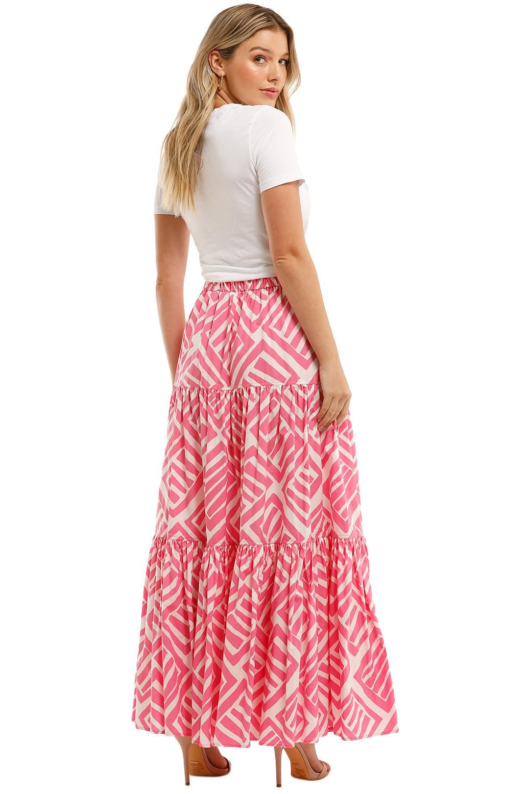 Country Road Print Tiered Maxi Skirt High Waist