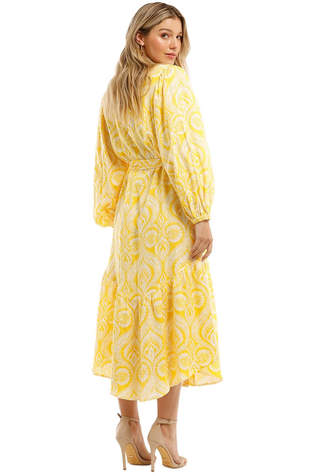 Country Road Print Marigold Wrap Midi Dress
