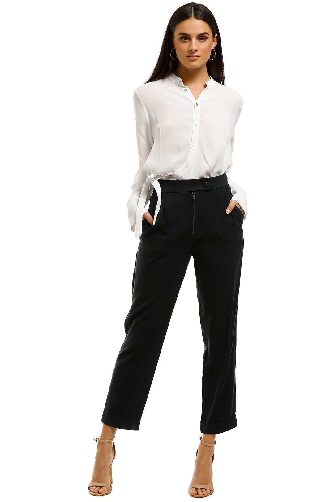 Cue-Drapey-Pique-Slim-Pant-Navy-Front