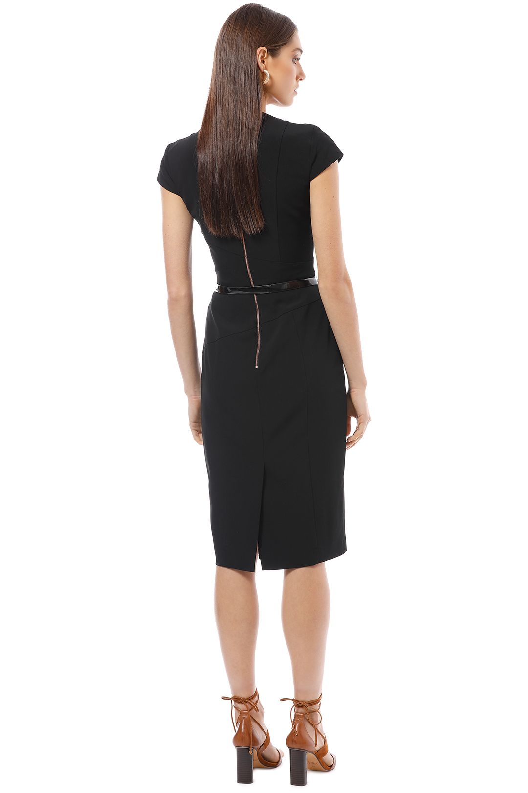 cue draped neck pencil dress