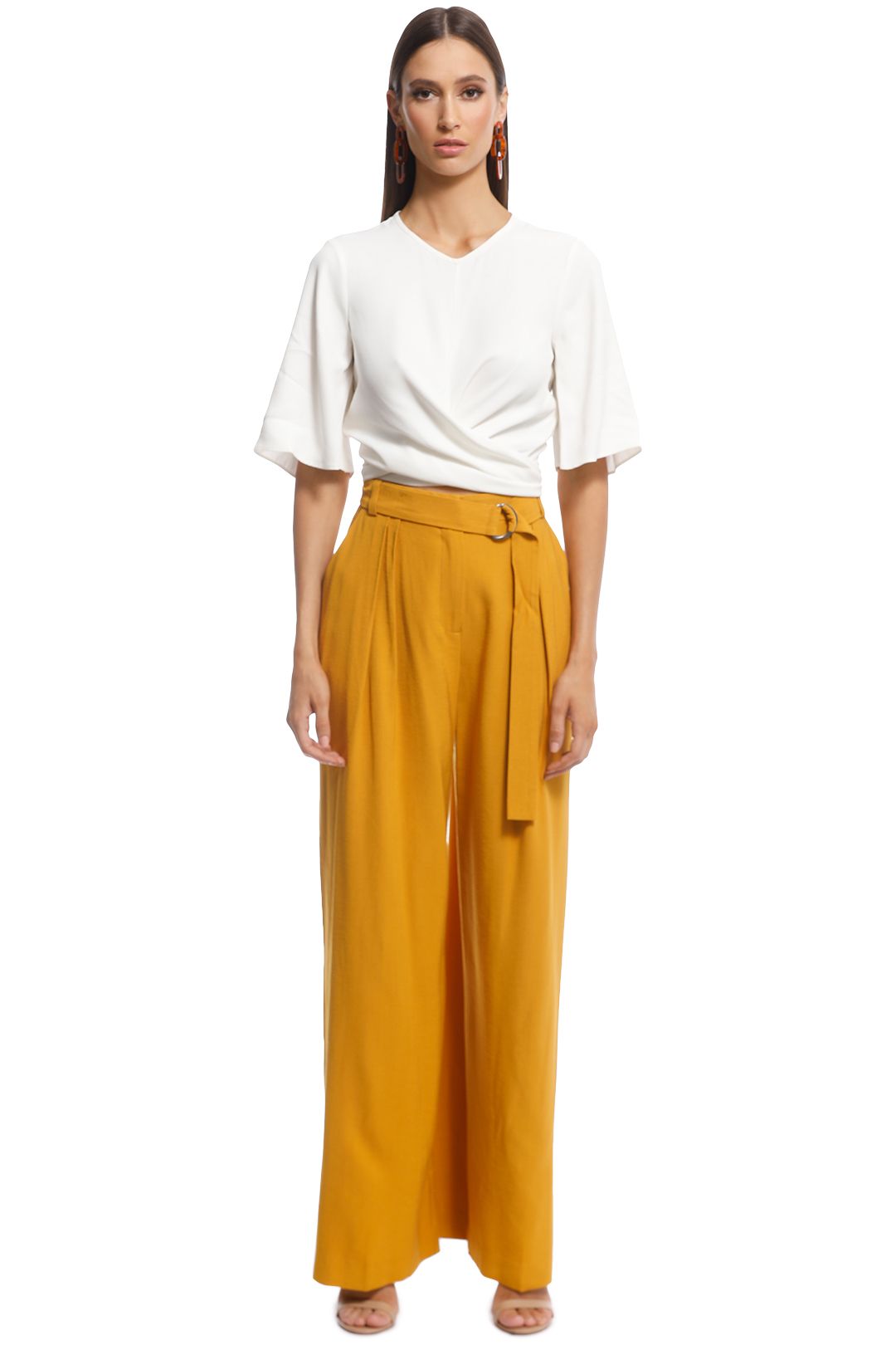 mustard color wide leg pants