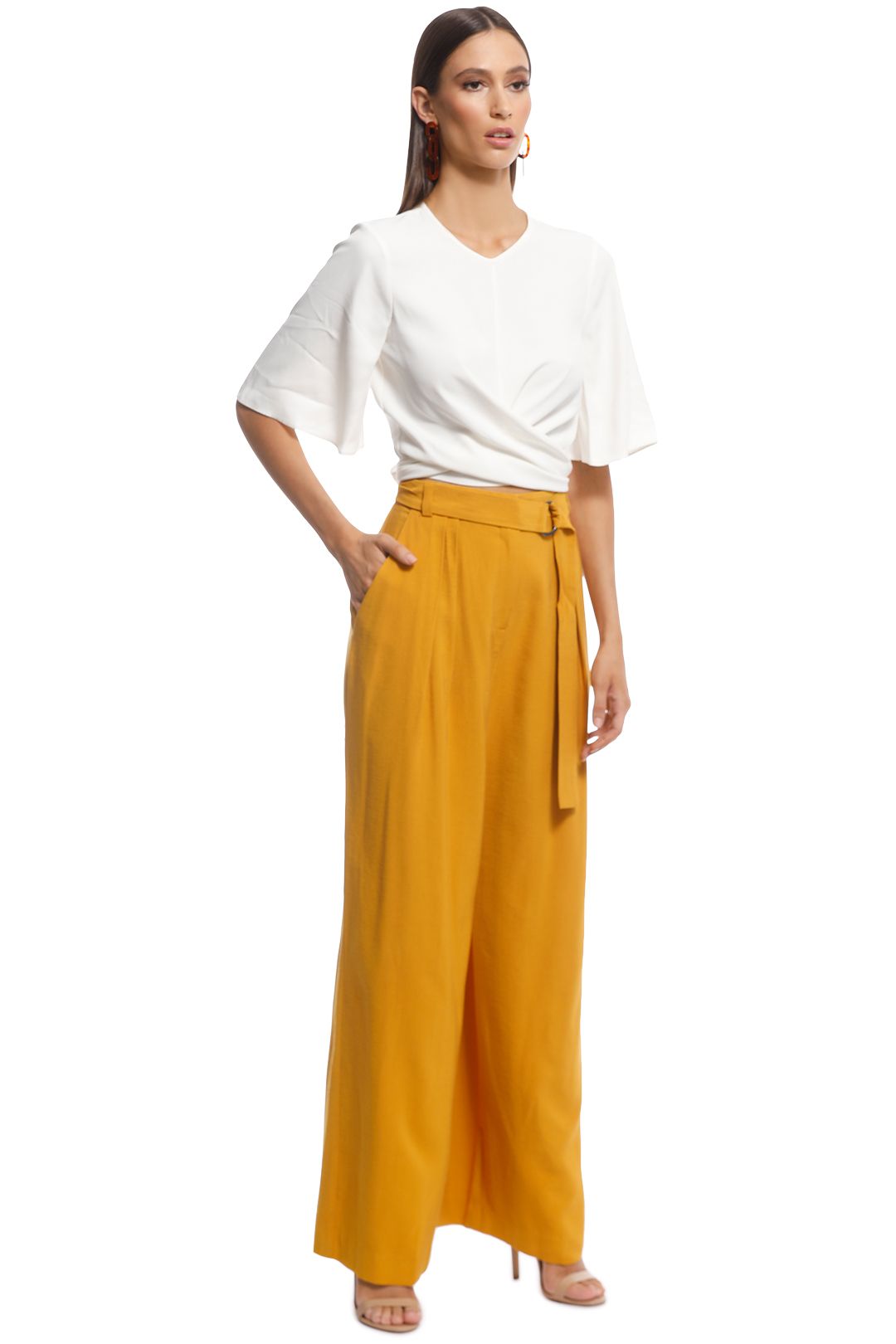 Mustard Wide Leg Pant by Cue for Hire GlamCorner