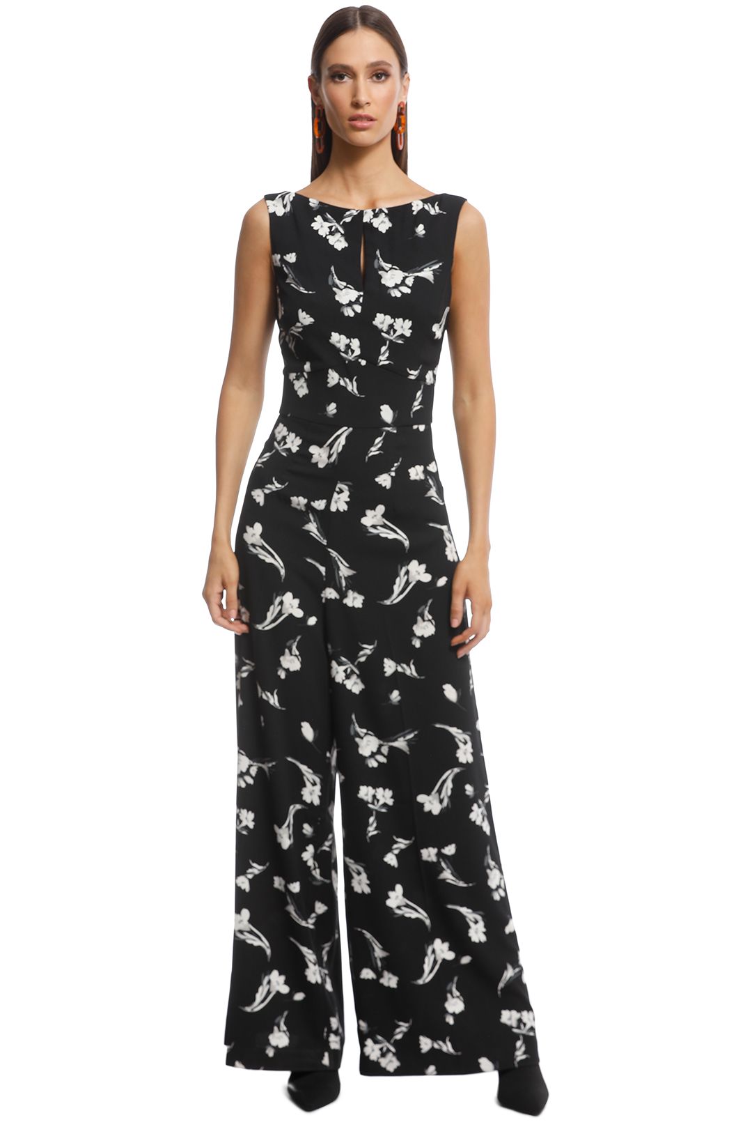 Cue - Tonal Floral Jumpsuit - Black Floral - Front