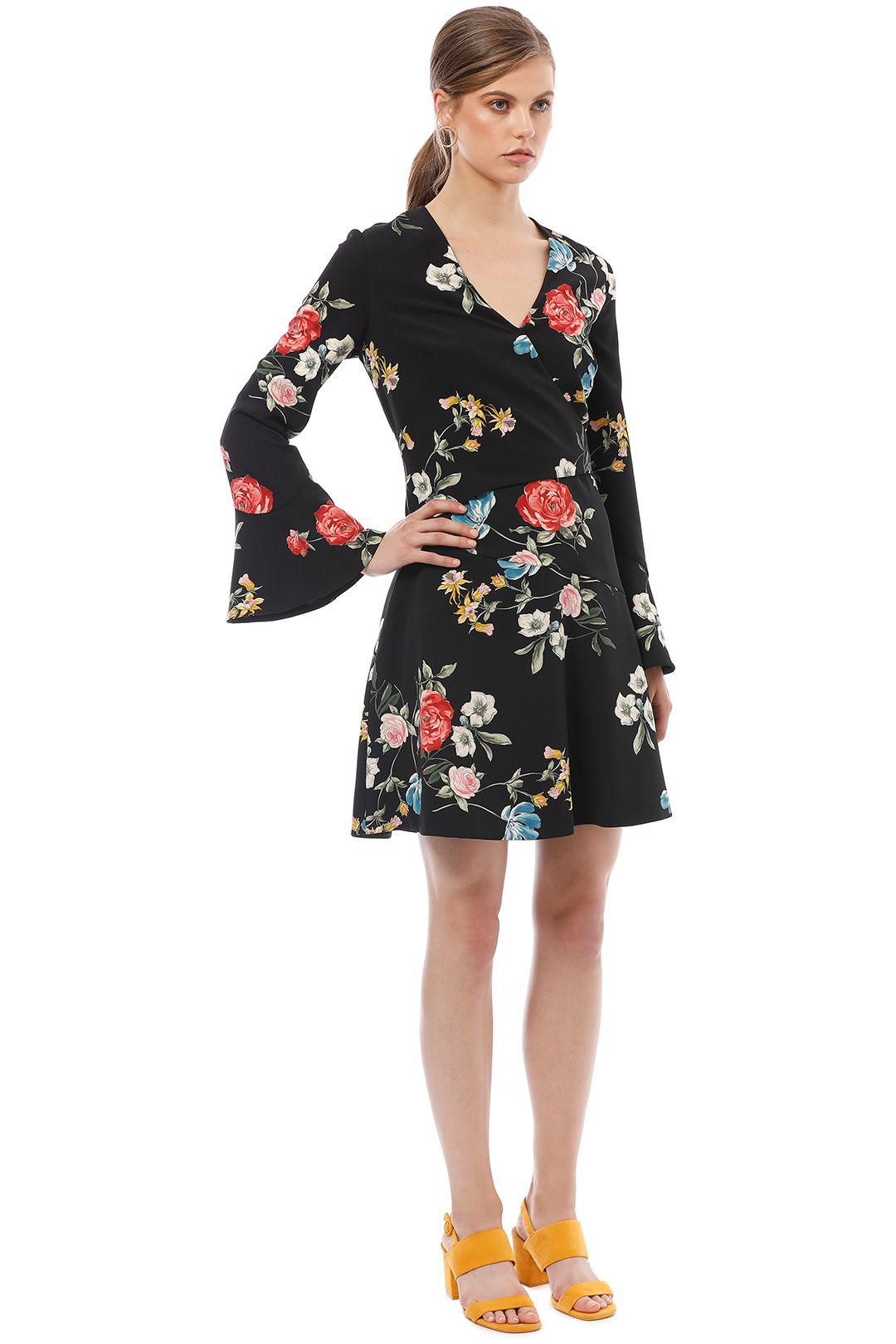 Watercolour Rose Long Sleeve Dress by Cue for Rent
