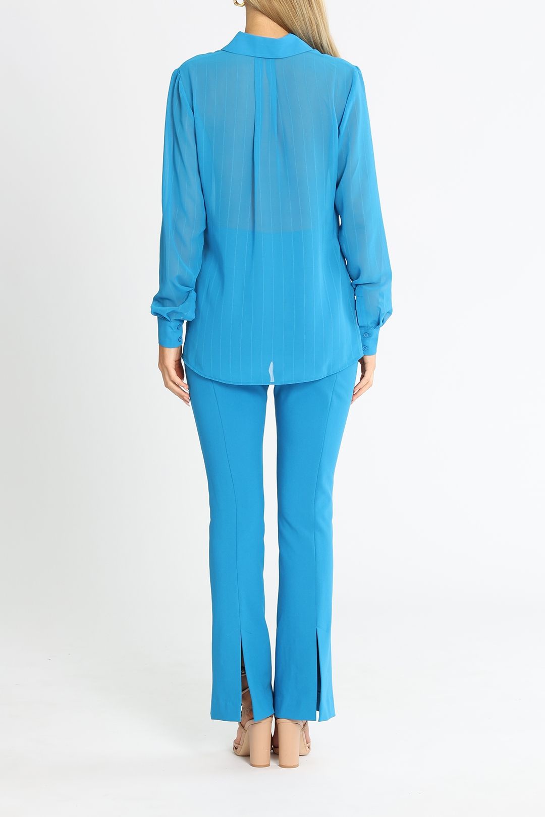 Cue Corded Georgette Twist Front Shirt Long Sleeves