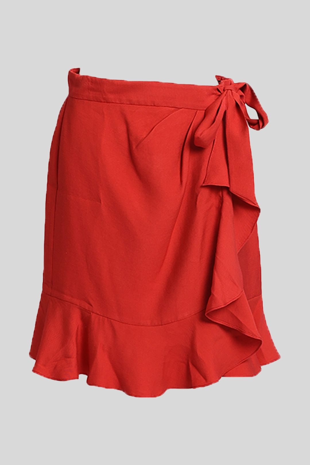 Cue - Red Ruffle Trim Wrap Skirt