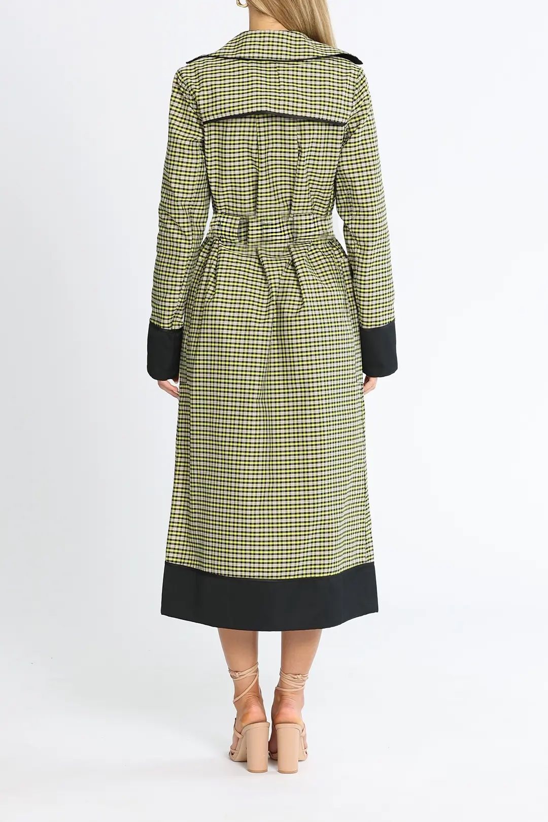 Cue Reversible Check Trench Khaki