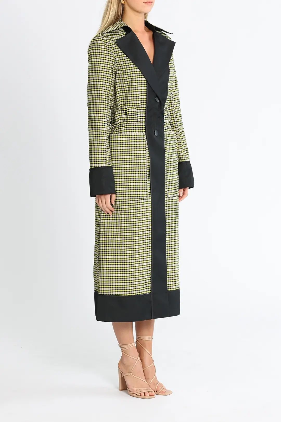 Cue Reversible Check Trench V Neck