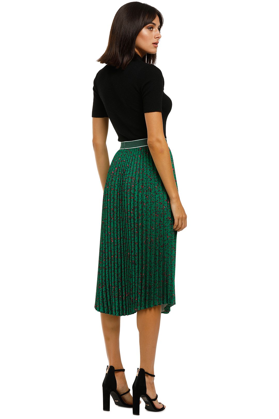 Side Pleat Skirt in Green by Curate by Trelise Cooper for Hire GlamCorner